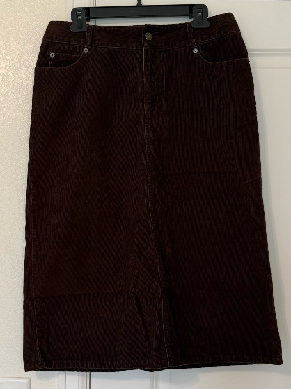 Eddie Bauer Dark Brown Corduroy Midi Skirt